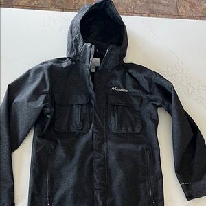 Columbia Charcoal Hooded Rain Casual Jacket